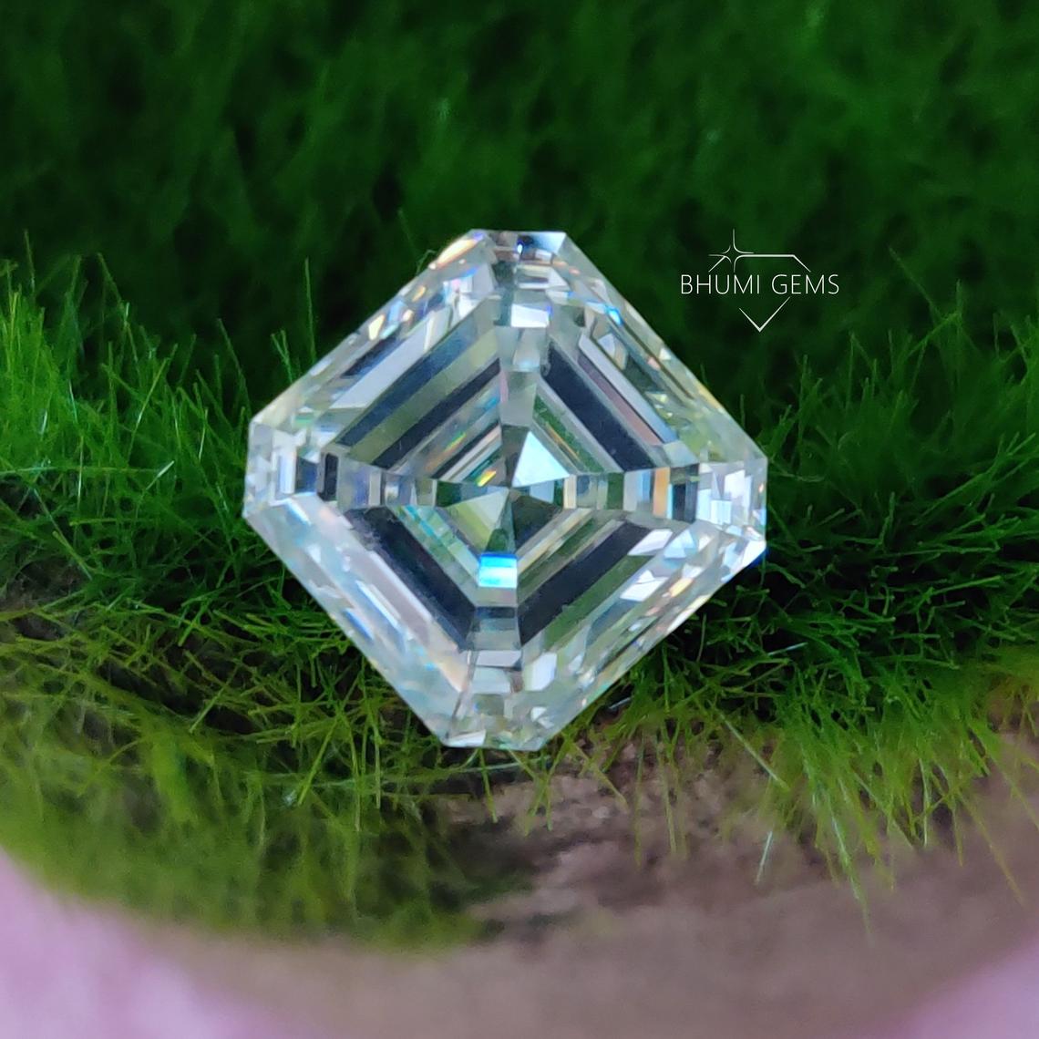 1CT-50CT Asscher Cut VVS1 Colorless Moissanite Loose Diamond - view 6