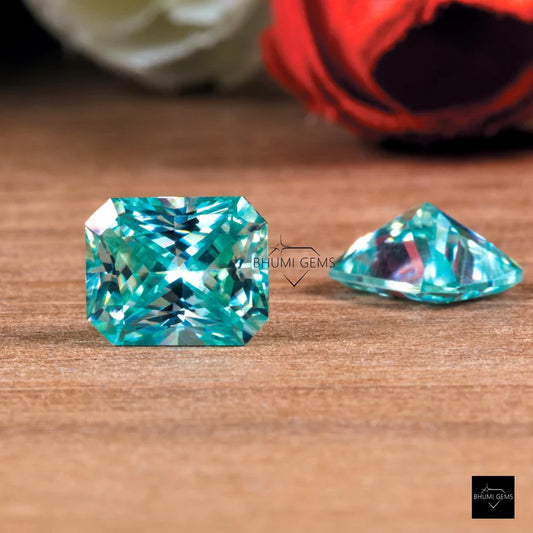 1CT-50CT Blue Radiant Loose Moissanite Diamond - view 2