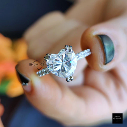 2.70 TCW Heart Cut Moissanite Ring - view 2