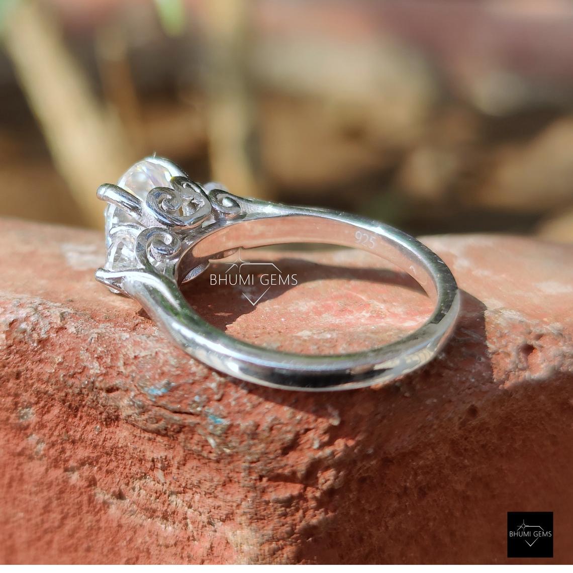 2.38 TCW Oval & Round Cut Moissanite Engagement Ring - view 6