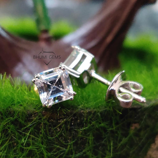 2CT Asscher Colorless VVS1 Diamond Moissanite Earrings For Women Wedding Bridal Engagement Custom Screw Back Stud Earring Solitaire Gift Her