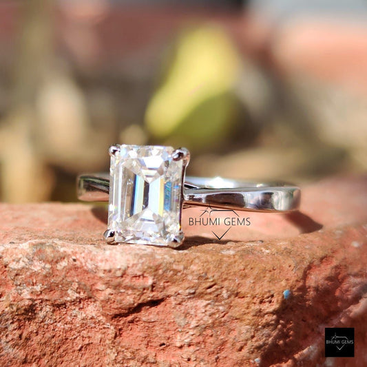 2 CT Emerald Cut Moissanite Solitaire Ring - view 3