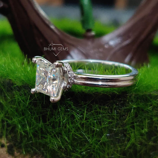 2CT Princess Cut Moissanite Engagement Ring - view 2