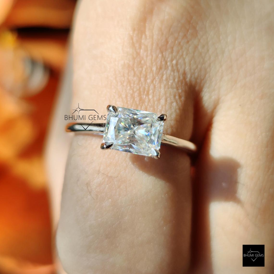 2 CT Radiant Cut Colorless Moissanite Engagement Ring - view 6