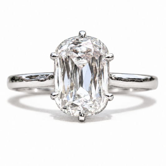 3 CT Cushion Criss Cut Moissanite Engagement Ring - White gold - front view