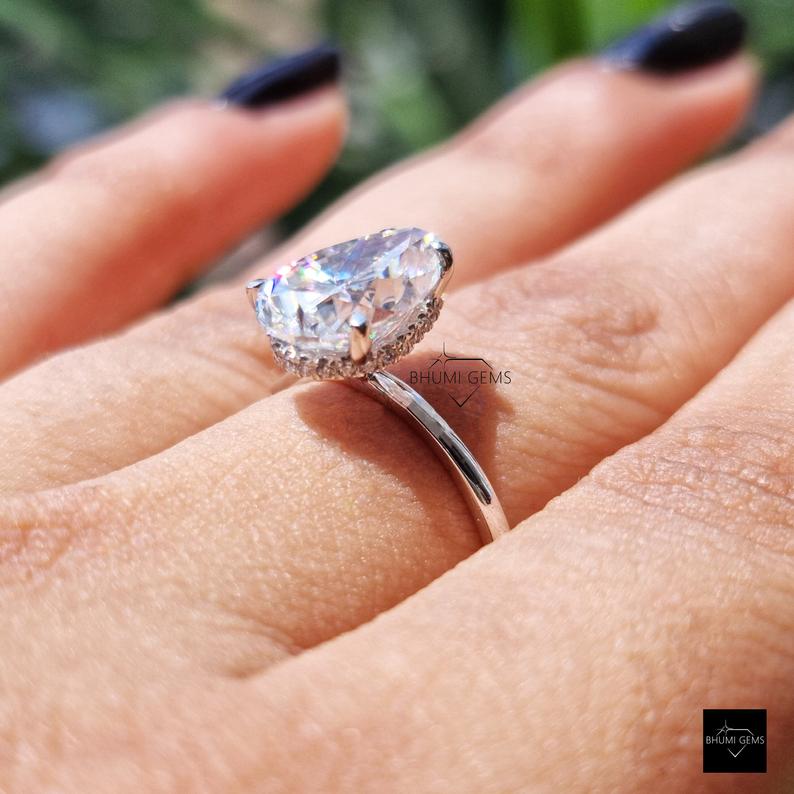 3 CT Pear Moissanite Solitaire Ring - view 6