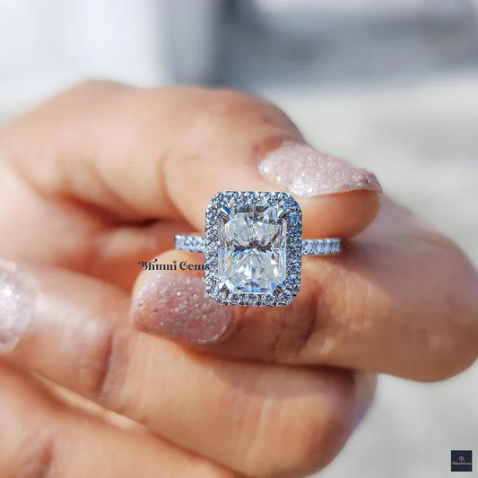 3 TCW Radiant Cut Colorless Moissanite Engagement Ring - view 2