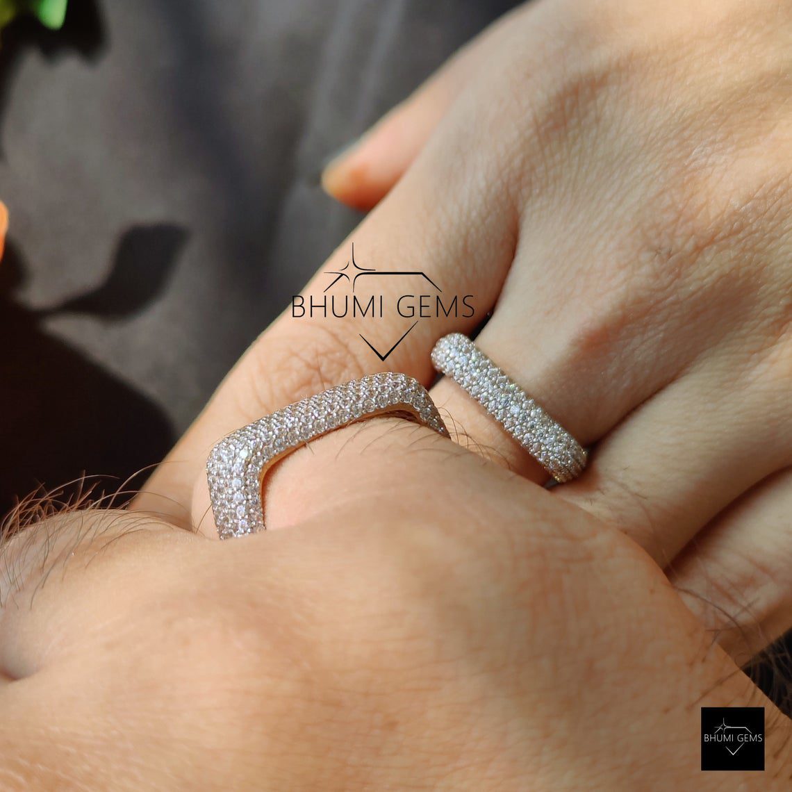 3.82 TCW Round Moissanite Couple Wedding Ring Set - view 6