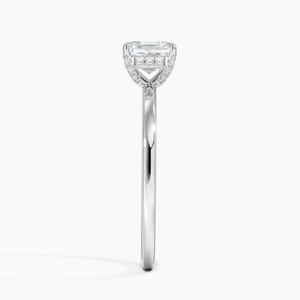 Solitaire 1 CT Asscher Cut Lab Grown Diamond Hidden Halo Engagement Ring - view 7