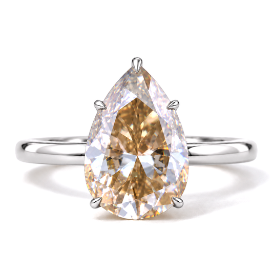 3 CT champagne pear moissanite engagement ring in white gold