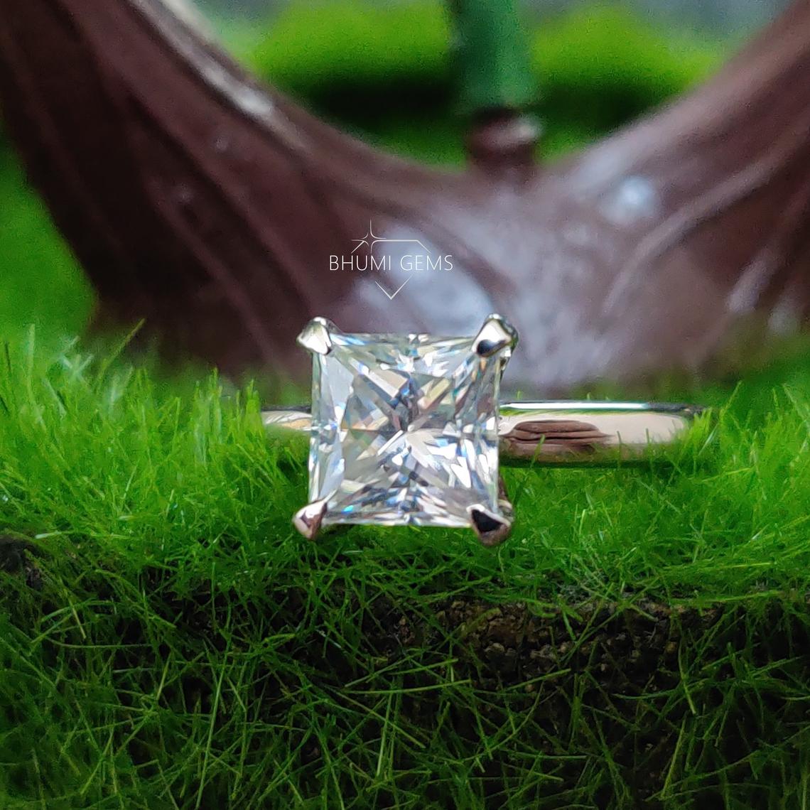 Princess Cut Moissanite Engagement Ring | Eternity Band