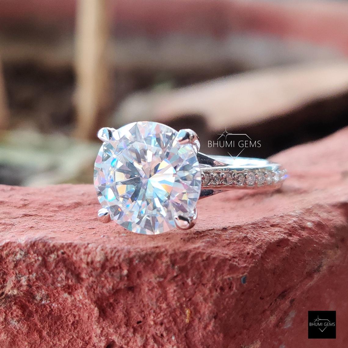 4.39TCW Round Cut Halo Ring | Moissanite Engagement Ring