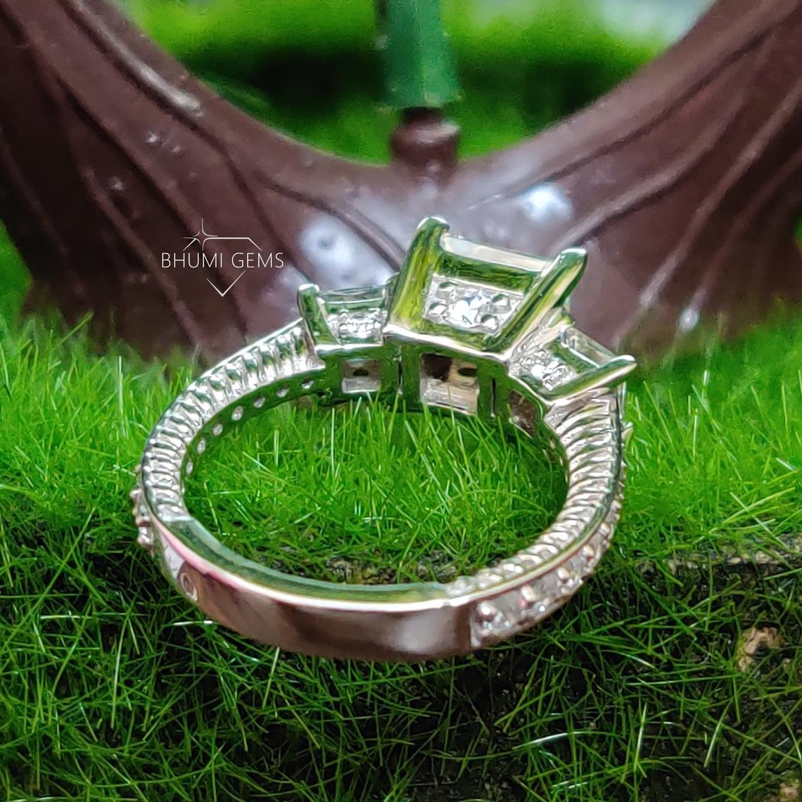 4.46TCW Princess Colorless Moissanite Engagement Ring - view 6