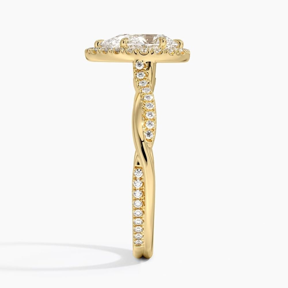 Twisted Band 1 CT Pear Cut Lab Grown Diamond Engagement Halo Ring - view 7