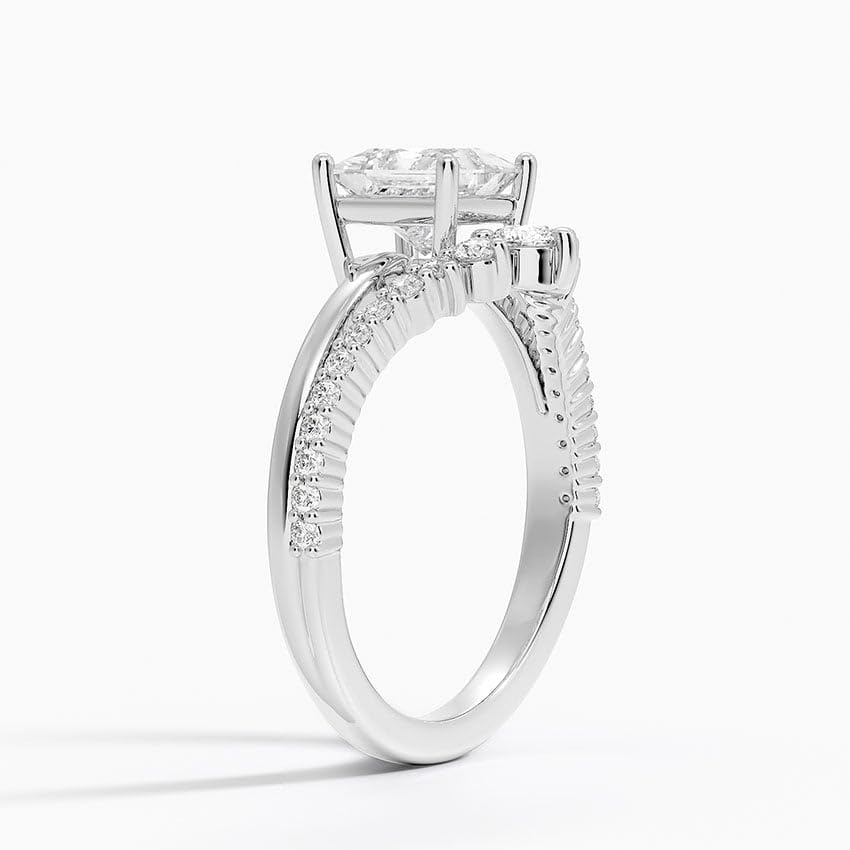 Solitaire 1 CT Princess Cut Lab Grown Diamond Curved Engagement Ring - view 7