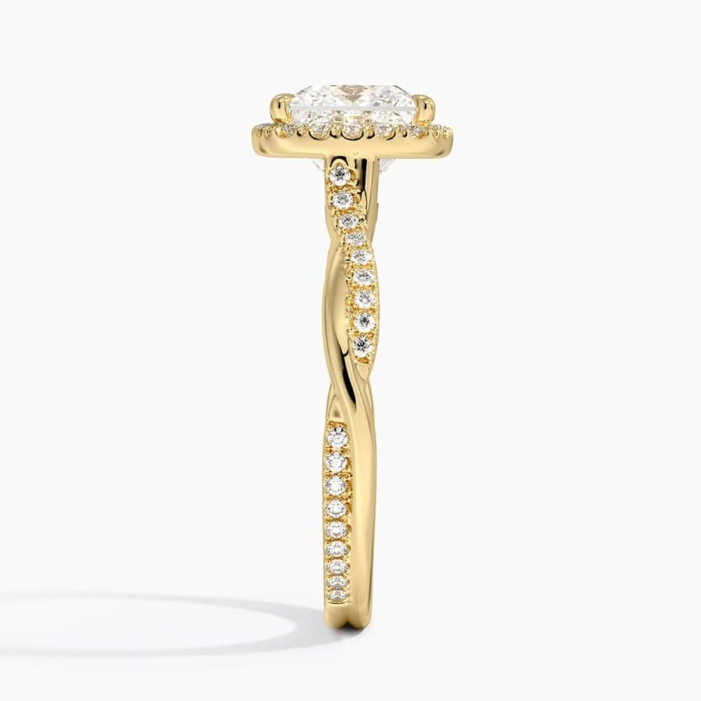 Twisted Band 1 CT Princess Cut Lab Grown Diamond Engagement Halo Ring - view 7