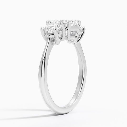 Solitaire 1 CT Emerald Cut Lab Grown Diamond Three Stone Engagement Ring - view 2