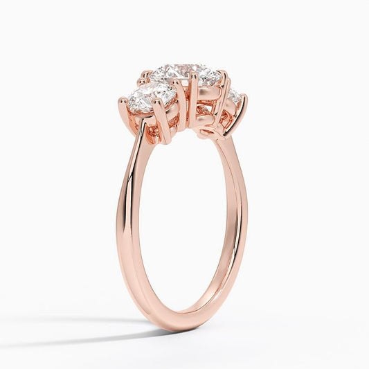 Solitaire 1 CT Round Cut Lab Grown Diamond Three Stone Engagement Ring - view 2