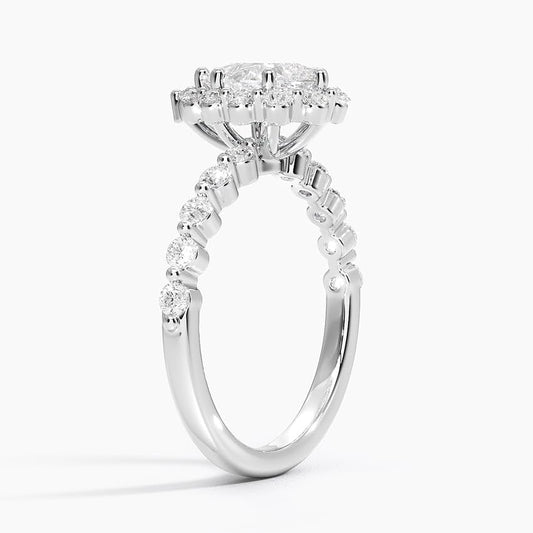 Halo 1 CT Pear Cut Lab Grown Diamond Engagement Ring