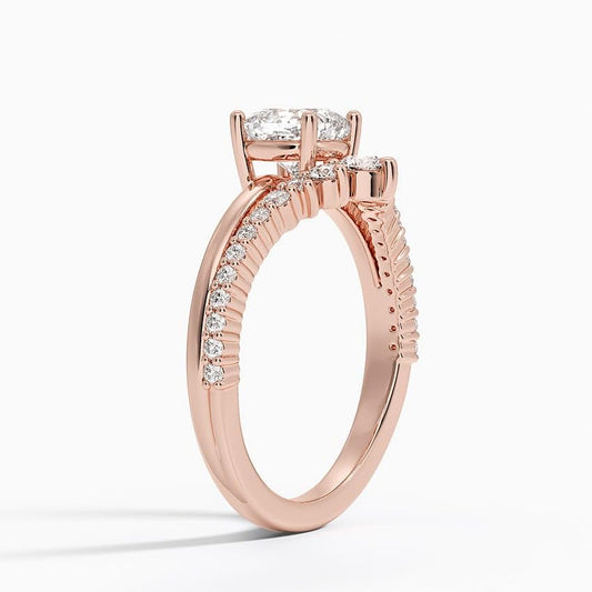 Solitaire 1 CT Cushion Cut Lab Grown Diamond Curved Engagement Ring - view 2