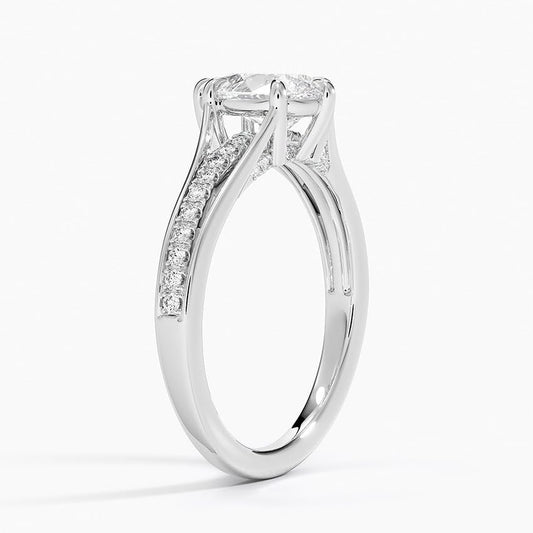 Pave 1 CT Pear Cut Lab Grown Diamond Engagement Ring - view 2