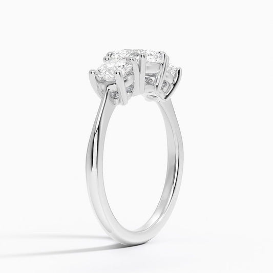 Solitaire 1 CT Cushion Cut Lab Grown Diamond Three Stone Engagement Ring - view 2