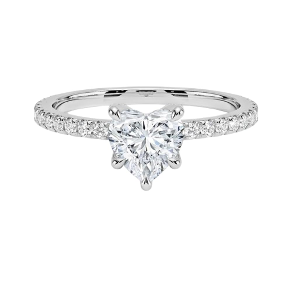 Hidden Halo 1 CT Heart Cut Lab Grown Diamond Engagement Ring - view 1