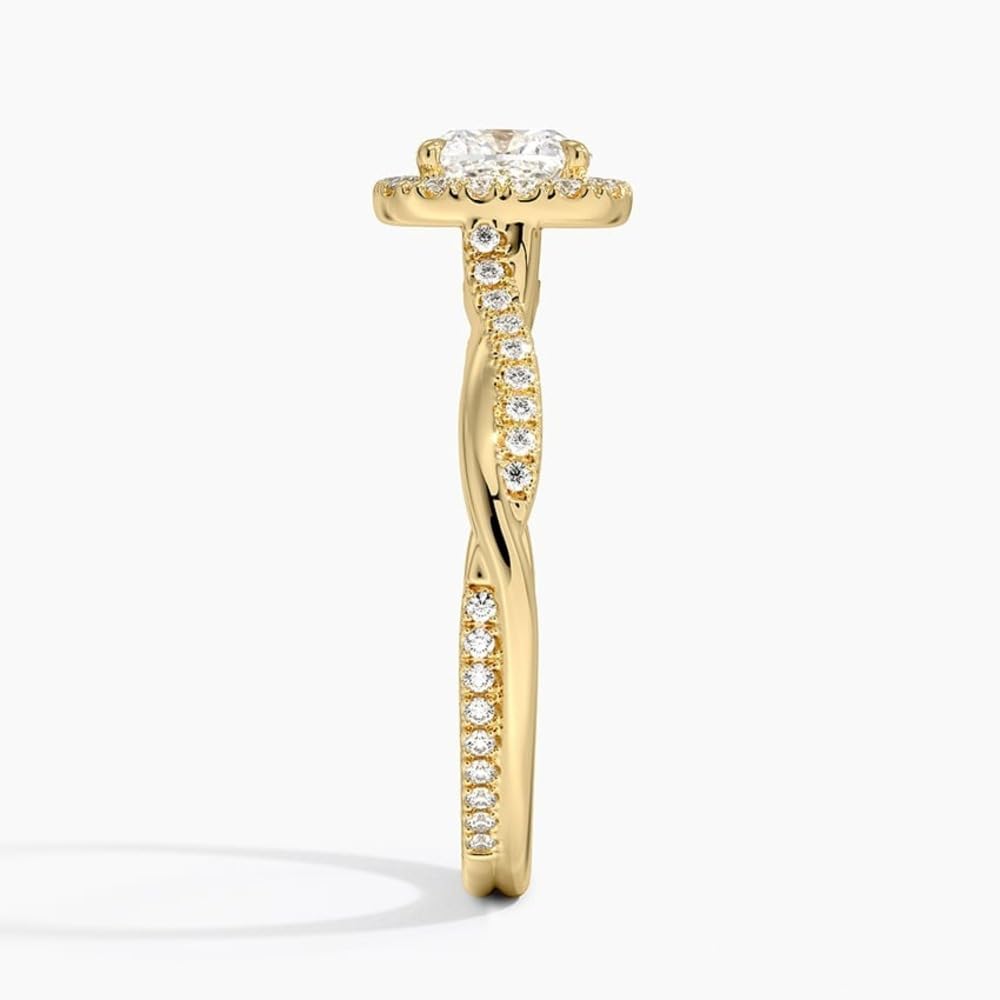 Twisted Band 1 CT Cushion Cut Lab Grown Diamond Engagement Halo Ring - view 7