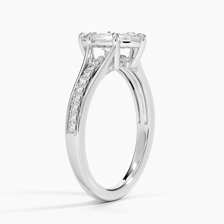 Pave 1 CT Marquise Cut Lab Grown Diamond Engagement Ring - view 7