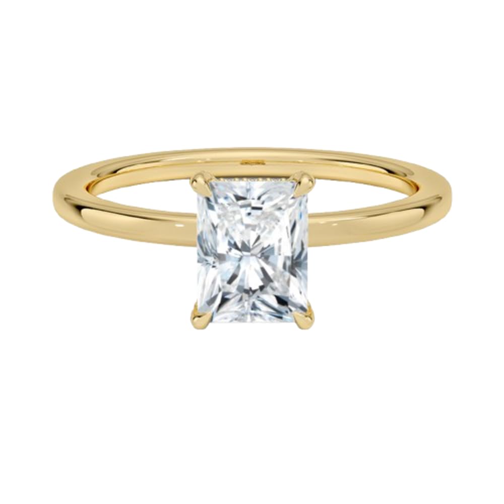 Solitaire 1 CT Radiant Cut Lab Grown Diamond Hidden Halo Engagement Ring - view 1