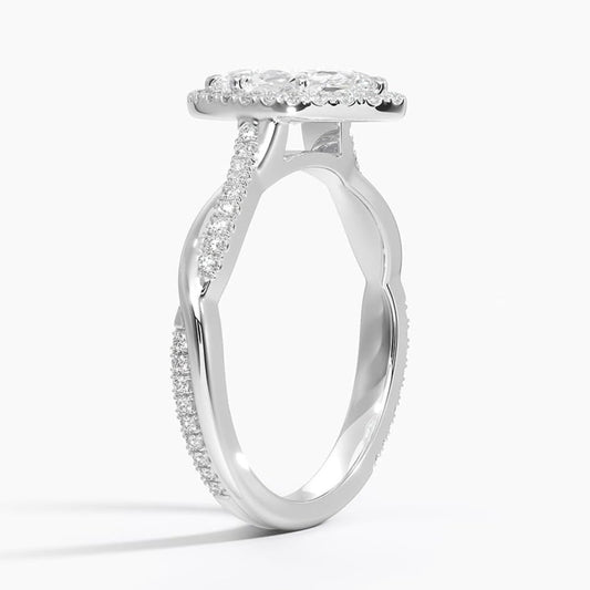 Twisted Band 1 CT Marquise Cut Lab Grown Diamond Engagement Halo Ring - view 2