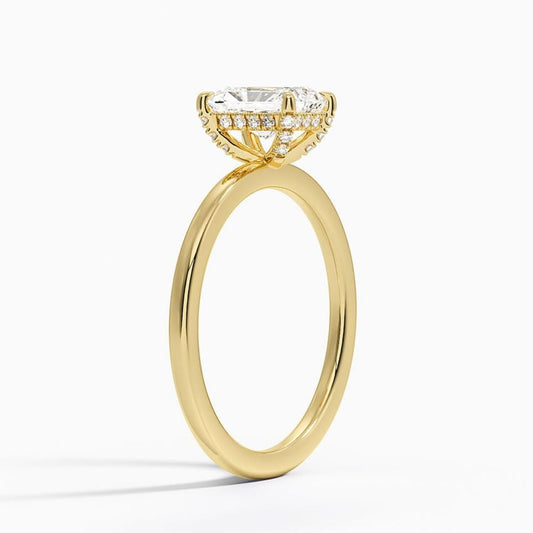 Solitaire 1 CT Radiant Cut Lab Grown Diamond Hidden Halo Engagement Ring - view 2