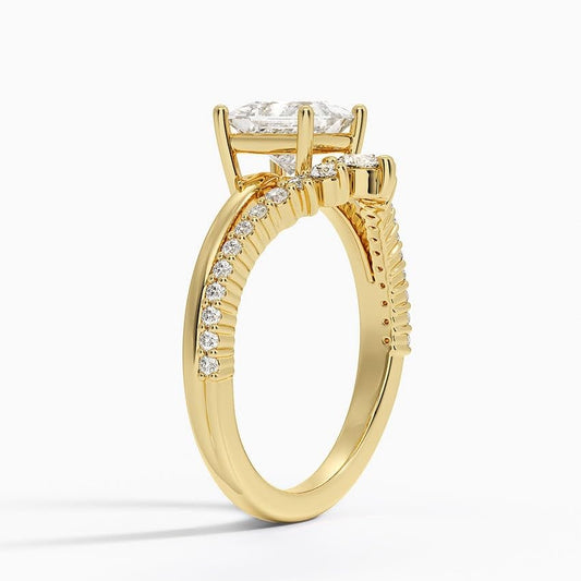 Solitaire 1 CT Princess Cut Lab Grown Diamond Curved Engagement Ring - view 2