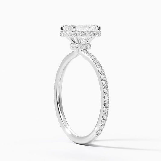 Hidden Halo 1 CT Emerald Cut Lab Grown Diamond Ring - view 2