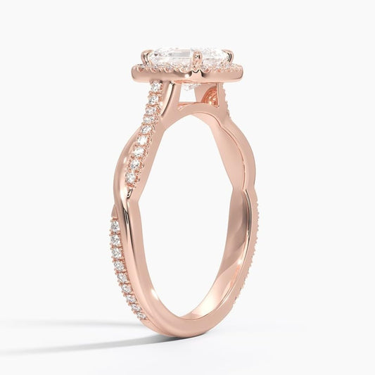 Twisted Band 1 CT Asscher Cut Lab Grown Diamond Engagement Halo Ring - view 2