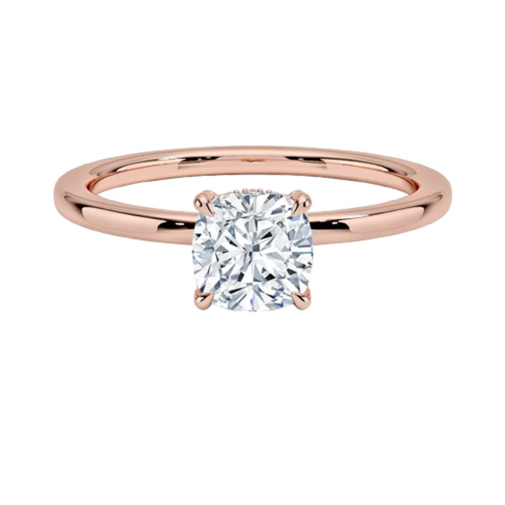 Solitaire 1 CT Cushion Cut Lab Grown Diamond Hidden Halo Engagement Ring - view 1