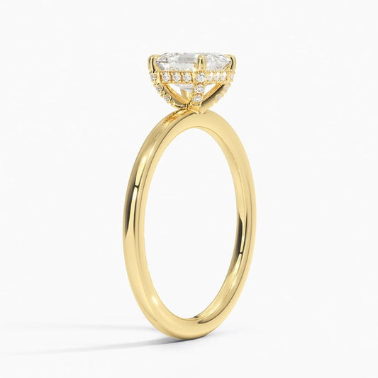Solitaire 1 CT Asscher Cut Lab Grown Diamond Hidden Halo Engagement Ring - view 2