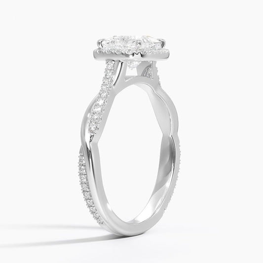 Twisted Band 1 CT Princess Cut Lab Grown Diamond Engagement Halo Ring - view 2