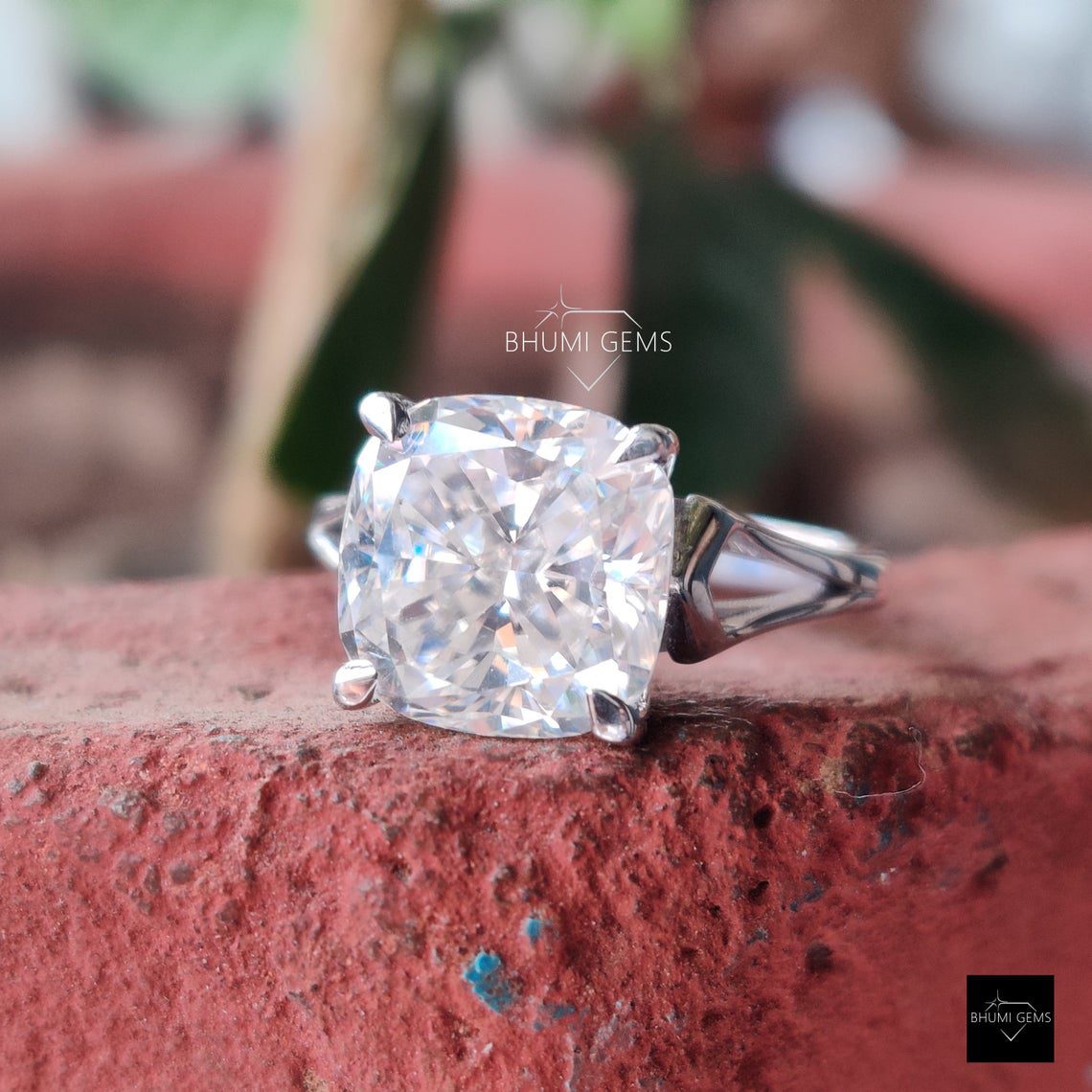 Solitaire Cushion Cut Moissanite Ring