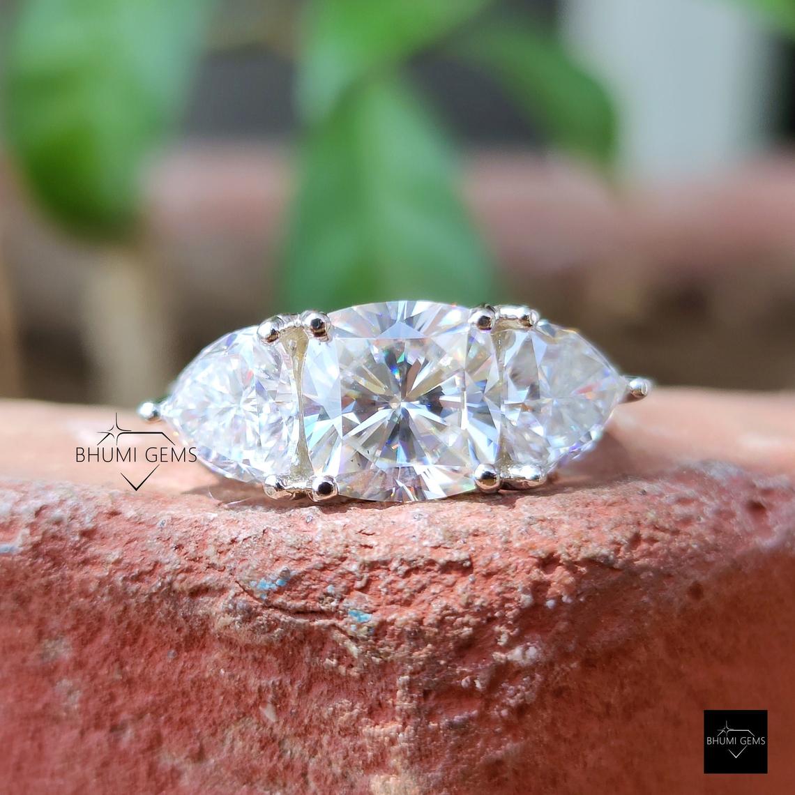 Three Stone Solitaire Ring