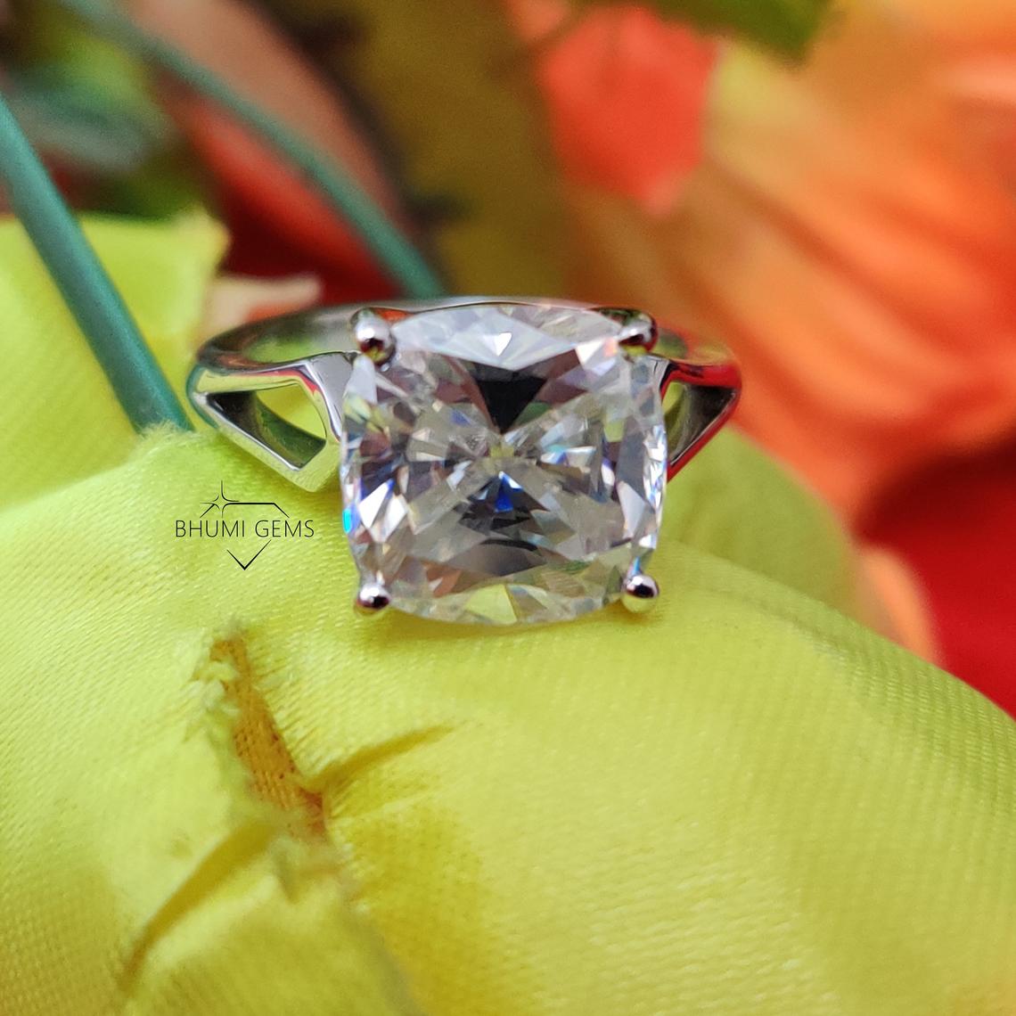5.14TCW Cushion Moissanite Engagement Ring
