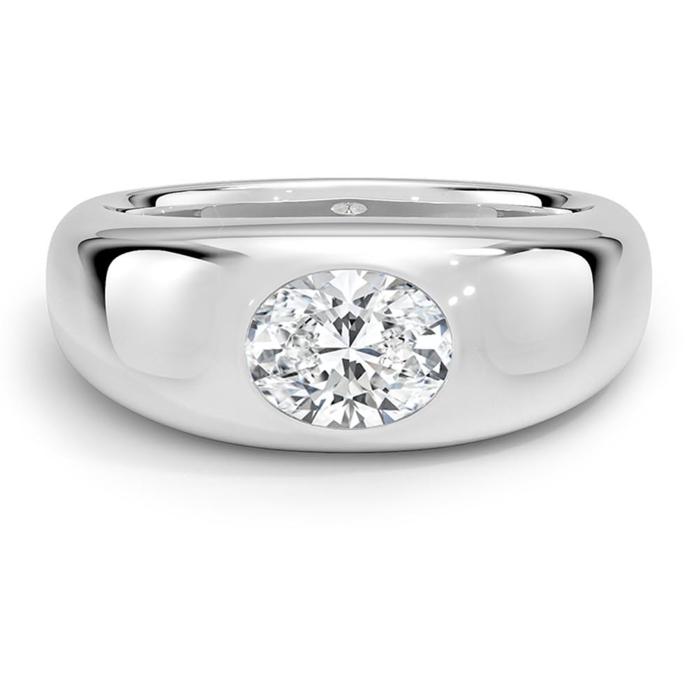Solitaire 1 CT Oval Cut Lab Grown Diamond Bezel Engagement Ring - view 1