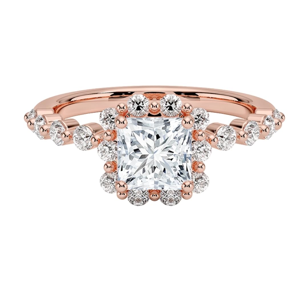 Halo 1 CT Princess Cut Lab Grown Diamond Engagement Ring