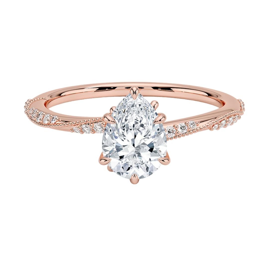 Solitaire 1 CT Pear Cut Lab Grown Diamond Engagement Ring - view 1