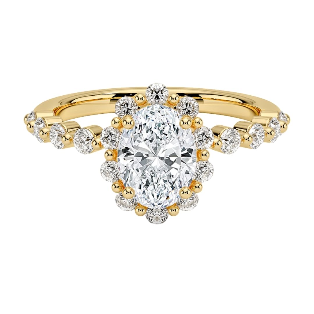 Halo 1 CT Oval Cut Lab Grown Diamond Engagement Ring