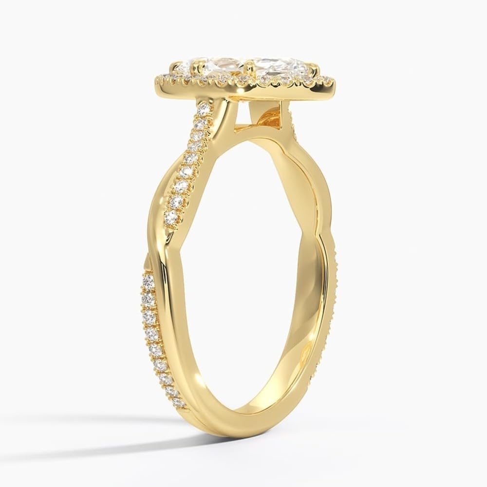 Twisted Band 1 CT Marquise Cut Lab Grown Diamond Engagement Halo Ring - view 7