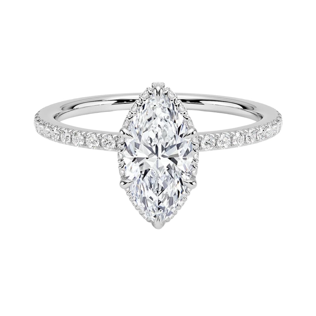 Hidden Halo 1 CT Marquise Cut Lab Grown Diamond Ring - view 1