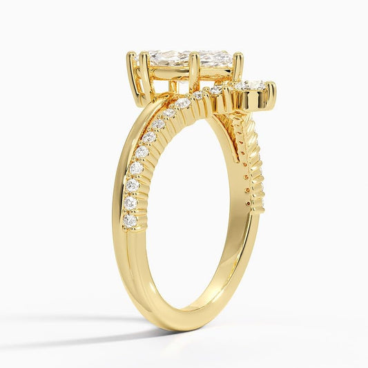 Solitaire 1 CT Marquise Cut Lab Grown Diamond Curved Engagement Ring - view 2
