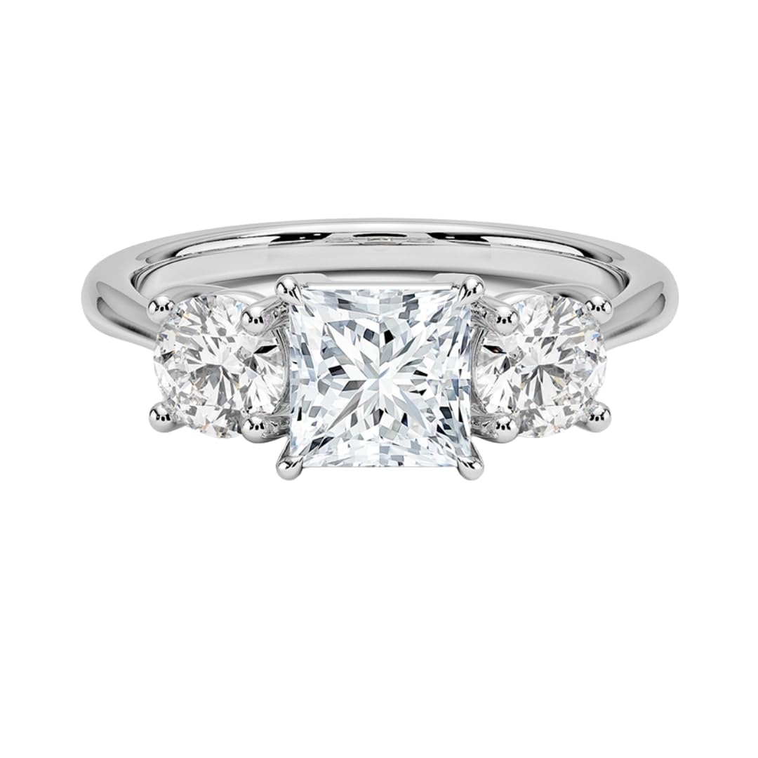 Solitaire 1 CT Princess Cut Lab Grown Diamond Three Stone Engagement Ring - view 1