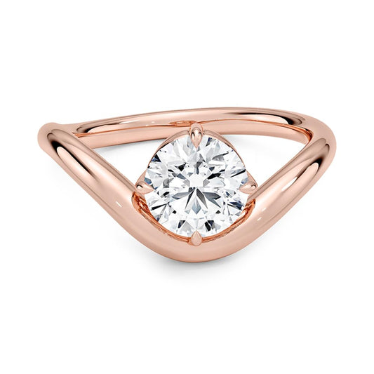 Solitaire 1 CT Round Cut Lab Grown Diamond Curved Band Engagement Ring - view 2